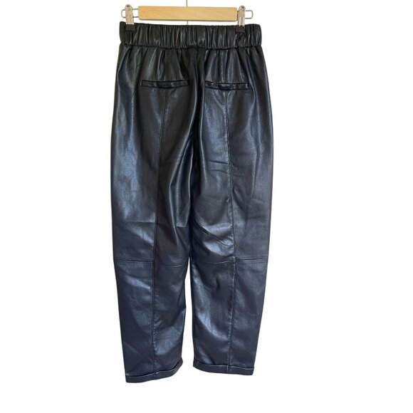 Evereve Jules Faux Leather Pants Women's Small black loose baggy elastic Drawstr - Picture 5 of 12